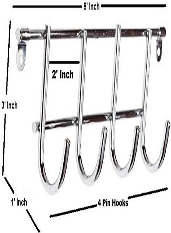 ADBUCKS Stainless Steel Wall/Door Mounted Hook Rail (4,6,8,10 & 12 Hooks) for Kitchen, Bathroom and Wardrobe Hanging (4 Hook) - Image 2